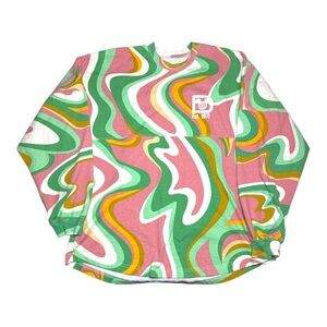 Disney Groovy Retro Swirl Pink Green Spirit Jersey Size Large